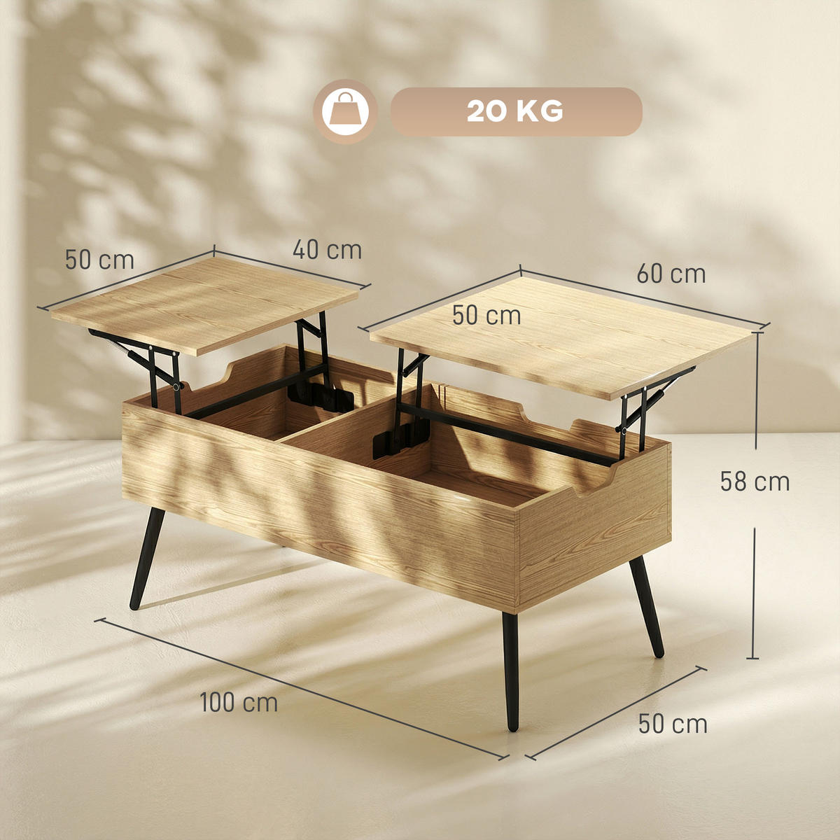 COUCHTISCH Beige 1 Stück - Beige, Metall (100/50/58cm) - GiPP