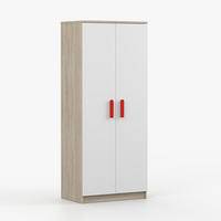 DREHTÜRENSCHRANK 80/192/50 cm 2-türig Jonas III 06 Sonoma Eiche/Weiß + rote Griffe - Rot/Weiß, Holz/Holzwerkstoff (80/193/50cm) - imoebel24
