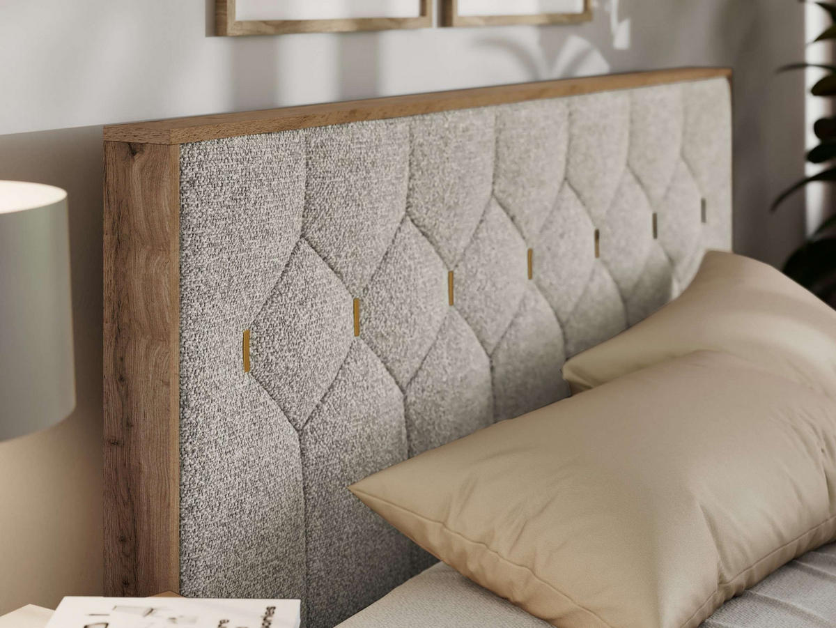 POLSTERBETT LARINO CLASSIC 140/200 - Hellgrau Strukture - ohne Matratze - Hellgrau, Textil (140/200cm) - MKS