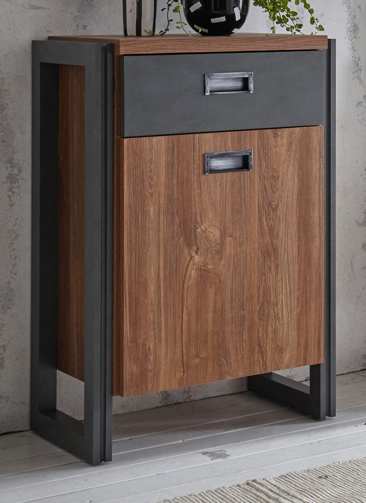 KOMMODE Eiche Stirling, Matera grau, Anrichte 55 x 81 cm - Eichefarben/Grau, Holzwerkstoff/Metall (55/81/33cm)