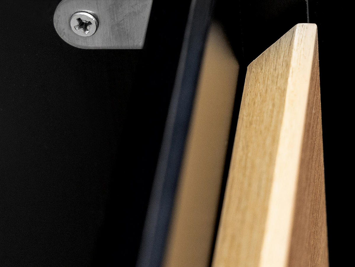 DOPPELWASCHTISCH - 120 cm x 45.6 cm - Holz, Platte, Keramik - Schwarz, Naturfarben Hell - LANNICK - Schwarz/Naturfarben, Keramik/Holz (120/55/45.6cm) - Vente-Unique