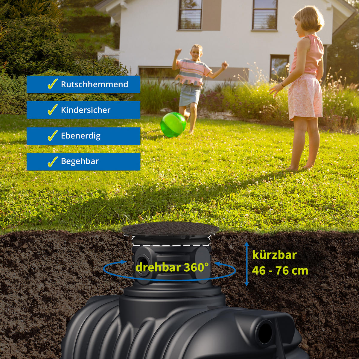 ERDTANK-PAKET 2650 L - Schwarz, Kunststoff (130/146/210cm) - 4rain
