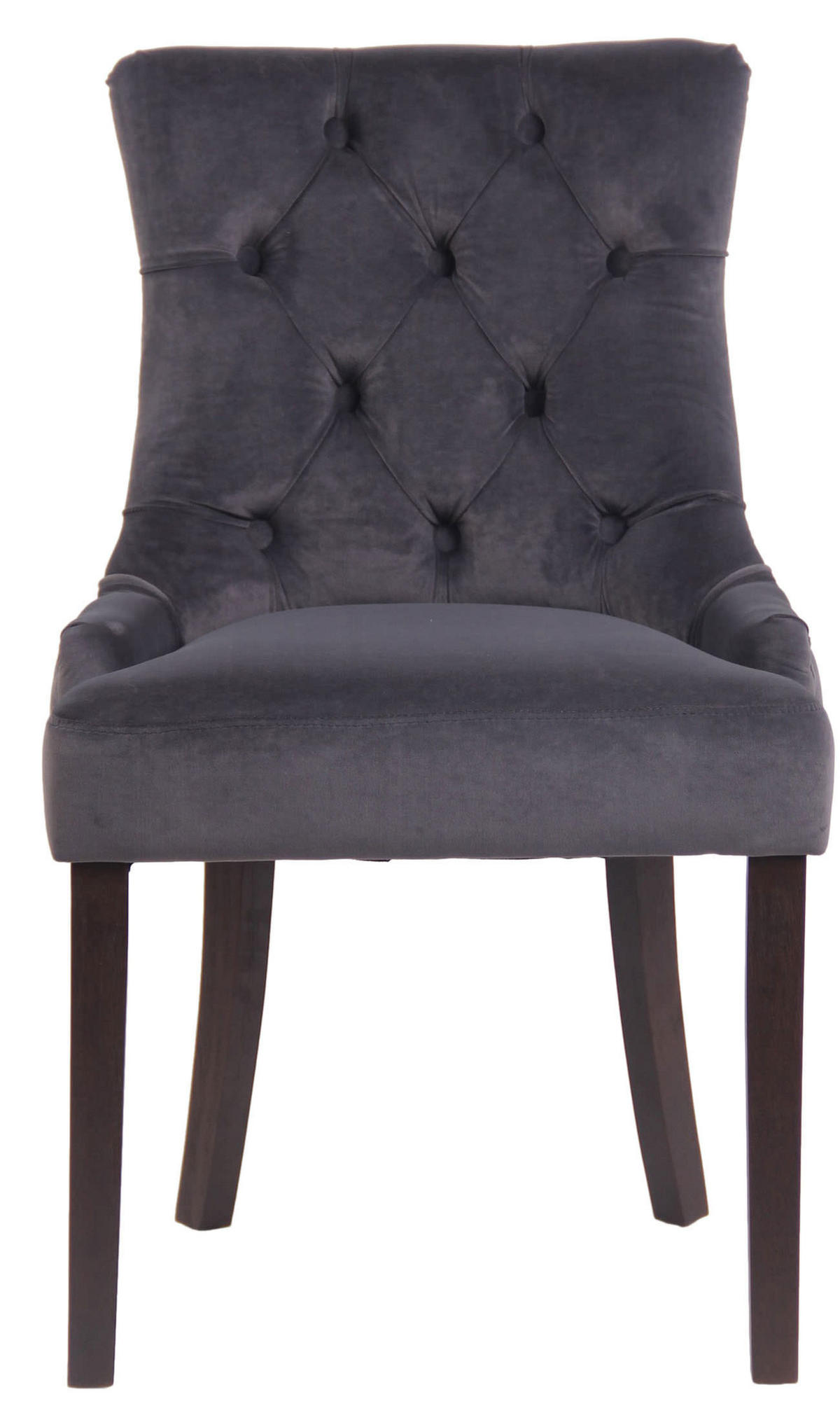 ESSZIMMERSTUHL Aboli Samt, antik Dunkelgrau - Dunkelgrau/Dunkelbraun, Holz/Textil (55/92/58cm) - TPFLiving
