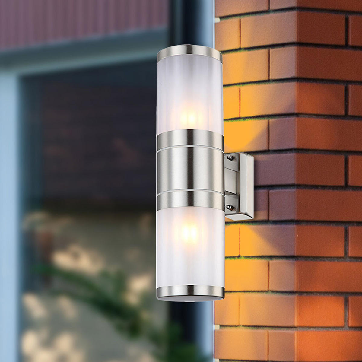 LED WANDLEUCHTE Edelstahl Silber - Silberfarben, Metall (15.5/38/15.5cm) - Globo Lighting