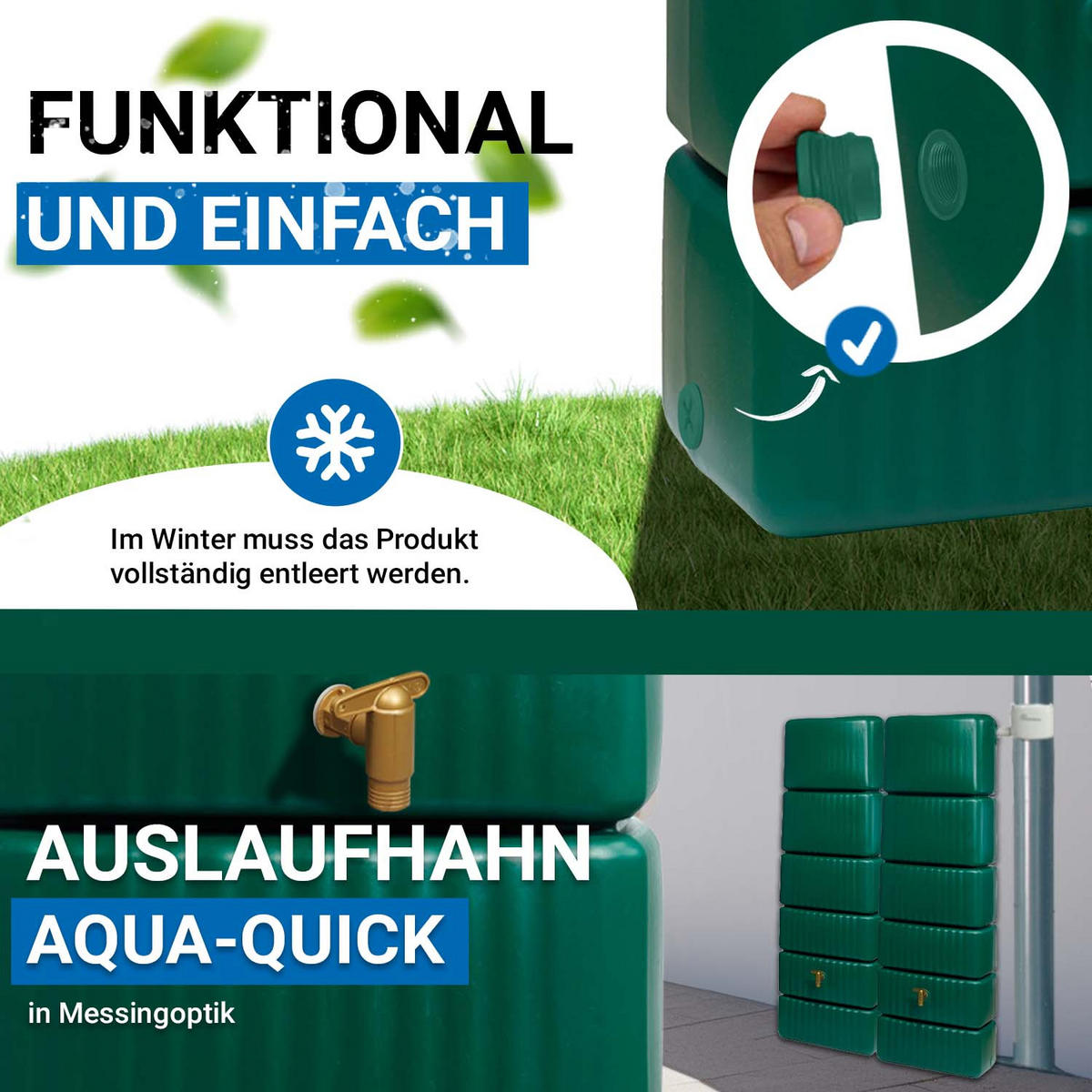 WANDTANK-SET 660 L dunkelgrün 2 x 330 L inkl. Verbindungsset - Grün, Kunststoff (126/182/37cm) - 4rain