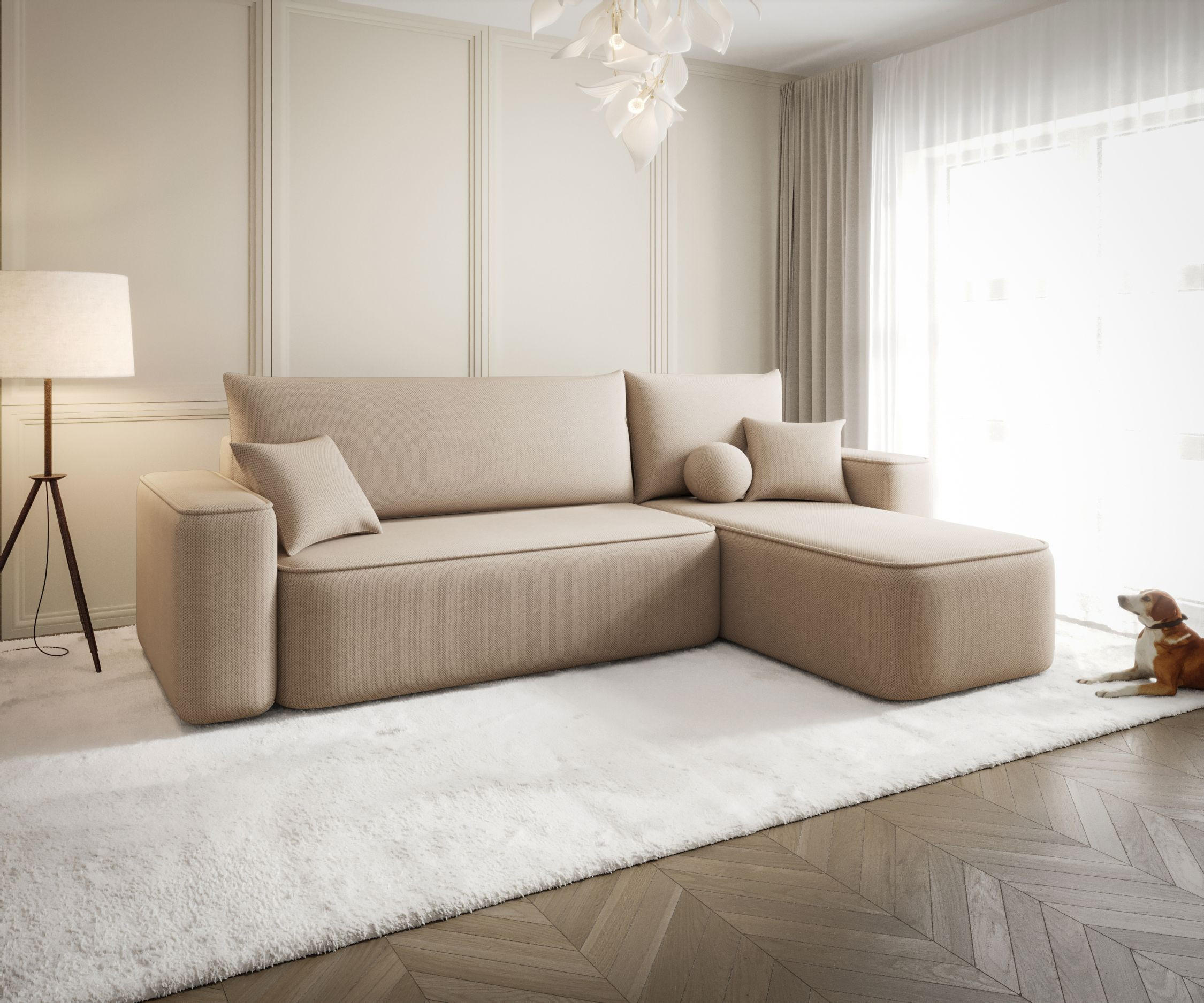 ECKSOFA mit Schlaffunktion SENNO Curio 15 Rechts - Beige, Textil (150/250cm) - Bedante
