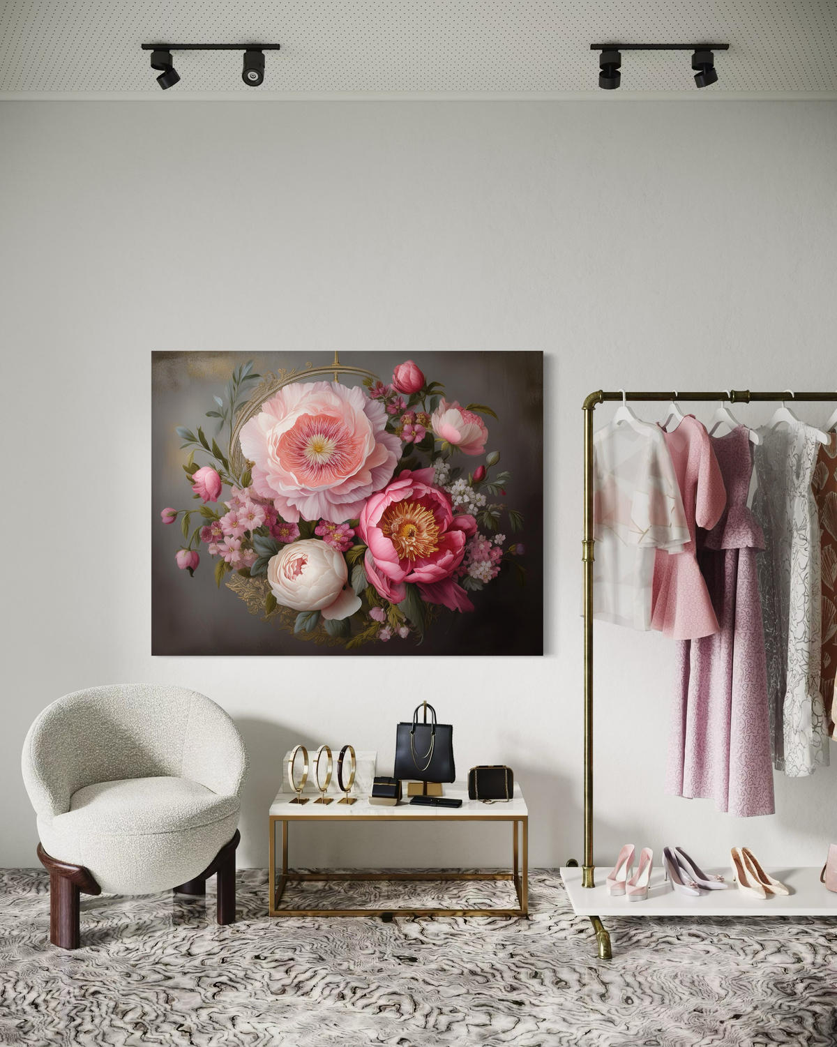 WANDBILD natur laubblumen rosa - Pink, Textil (60/40cm) - Feeby