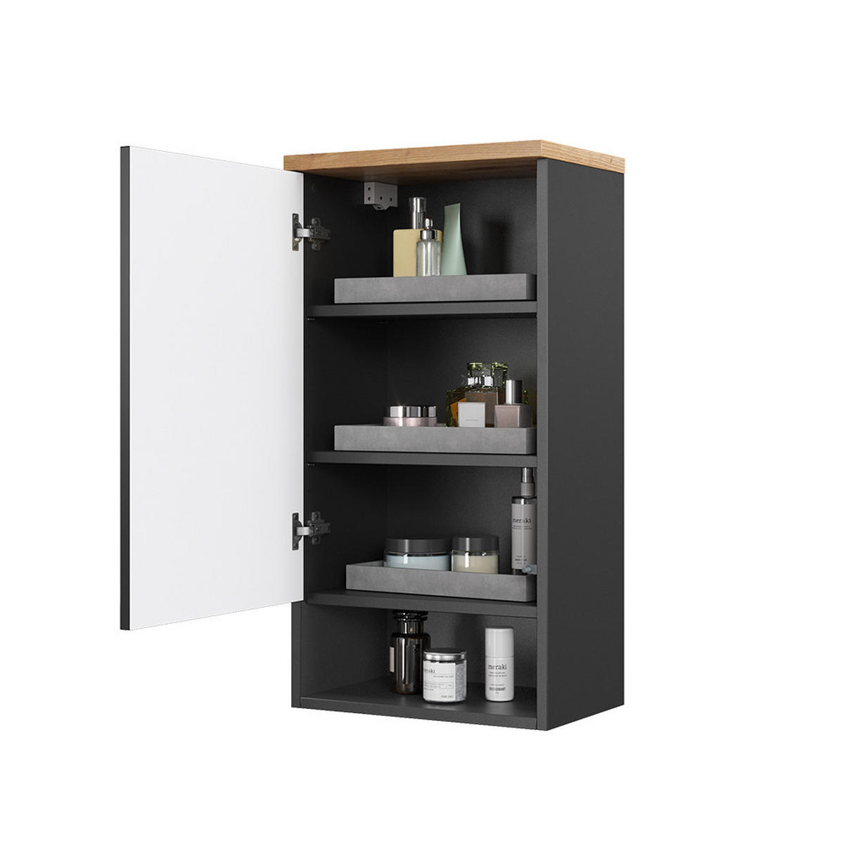 BADSCHRANK Eden Anthrazit 40 x 77.5 cm - Anthrazit/Hellgrau, Holzwerkstoff (40/77.5/27cm) - Vicco