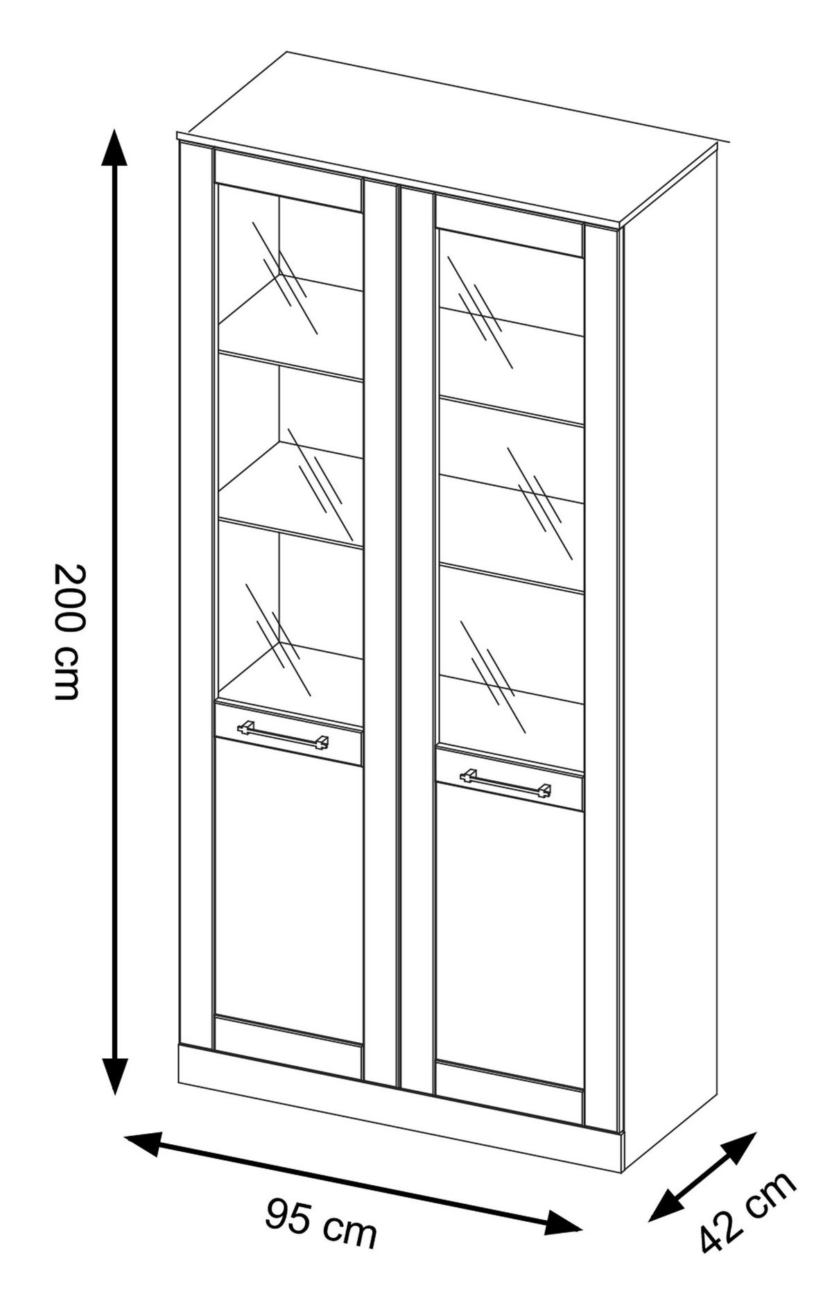 STANDVITRINE Cozy 12 Eiche Rustikal 95 / 42 / 200cm - Eichefarben/Braun, Holz/Metall (95/200/42cm) - Feldmann-Wohnen