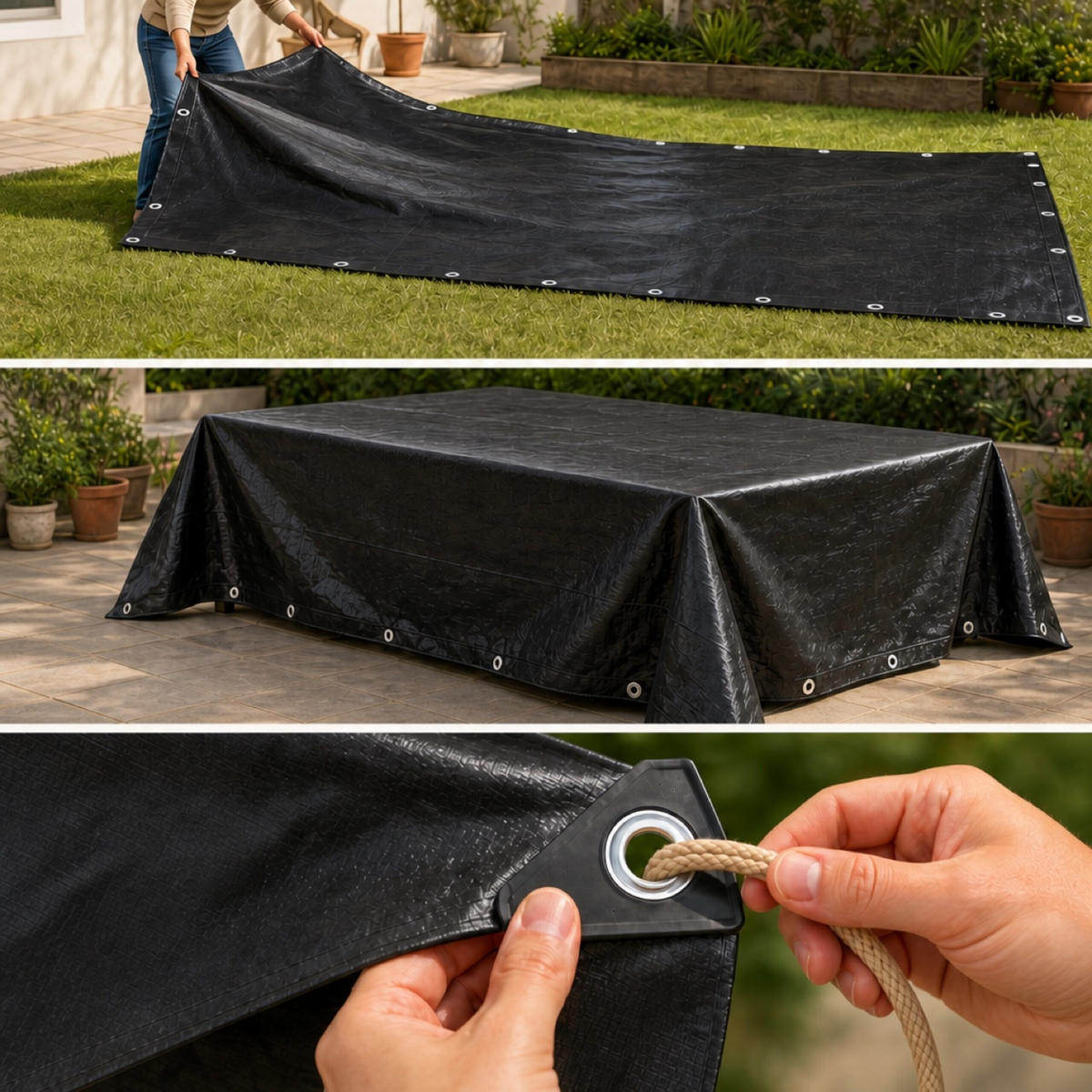 ABDECKPLANE Schwarz wasserdicht 200 g/m² 4x5 m - Schwarz, Kunststoff (500/400/0.1cm) - Relaxdays