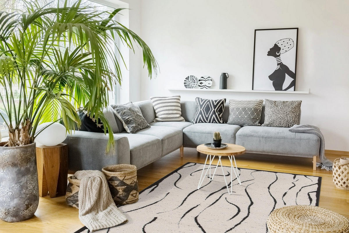 TEPPICH ultrafein mit Skulptureffekt schwarz - Schwarz, Textil (200/290cm) - AFK Living