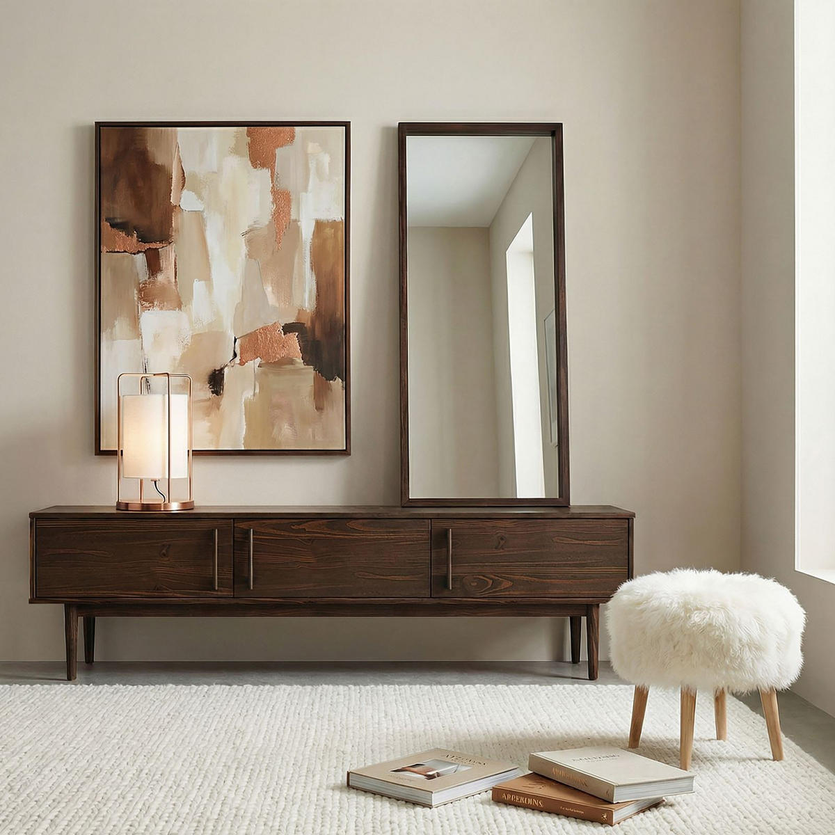 LOWBOARD TECCA - Nussbaumfarben, Holz (180/48/41cm) - IDIMEX