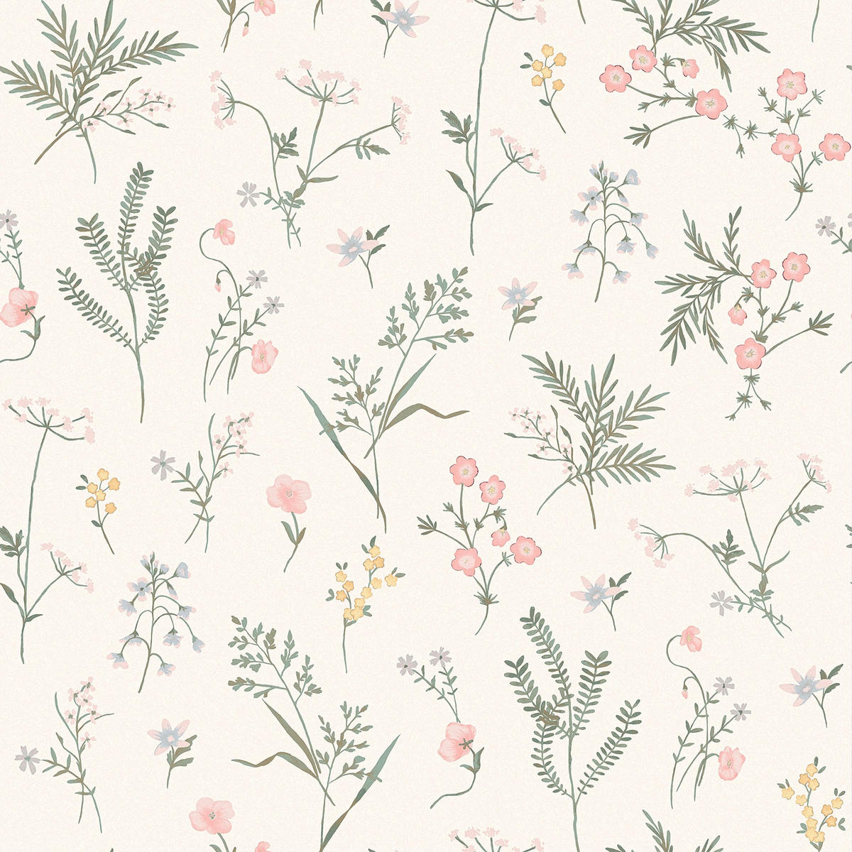 VLIESTAPETE Crosswell Coral Pink | Off-white Green | Blumen & Pflanzen | 10mx52cm - Pink, Papier/Kunststoff (52/1000cm) - Graham & Brown