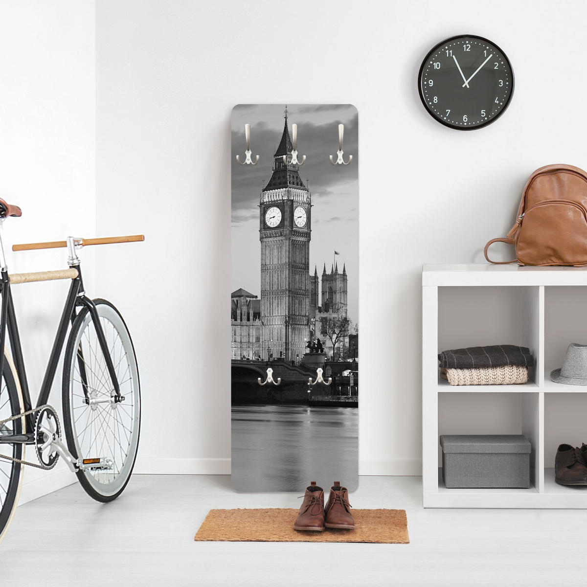 WANDGARDEROBE - London bei Nacht II 34/105 cm - Schwarz, Holzwerkstoff (34/105/1.6cm) - Bilderwelten
