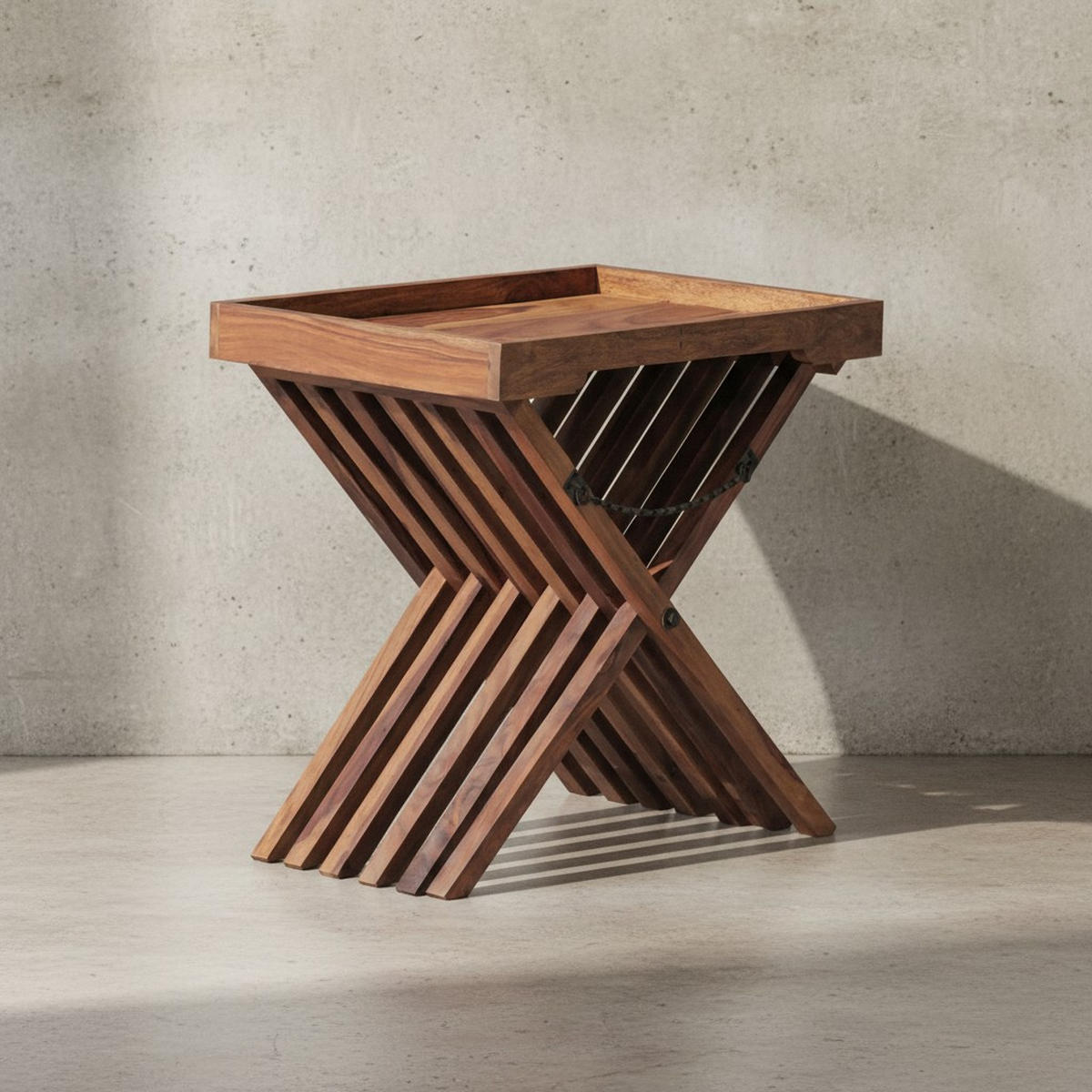 BEISTELLTISCH – Klappbar Massivholz 60x57 cm mit Tablett - Braun, Holz (40/60/57cm) - KADIMA DESIGN