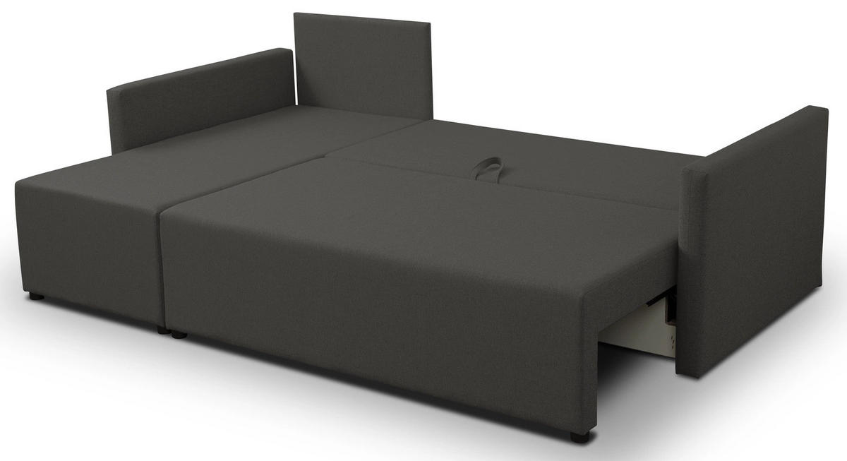 ECKSOFA Solid mit Schlaffunktion und Bettkasten - Dunkelgrau, Holz/Holzwerkstoff (217/138cm) - Ravio