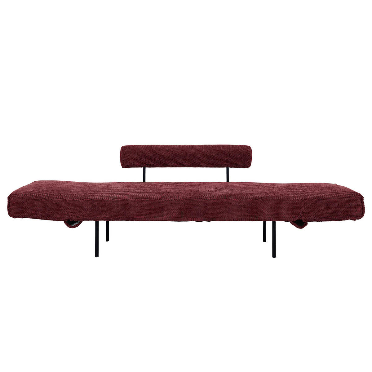 SCHLAFSOFA - Chenille - Beere/Schwarz, Textil/Metall (181/70/75cm) - home24