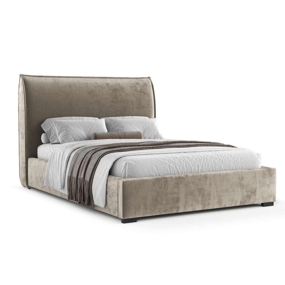 POLSTERBETT Como Beige 180/200 cm im Chenille-Stoff - Beige/Schwarz, Holz/Holzwerkstoff (180/200cm) - Maison de Reve