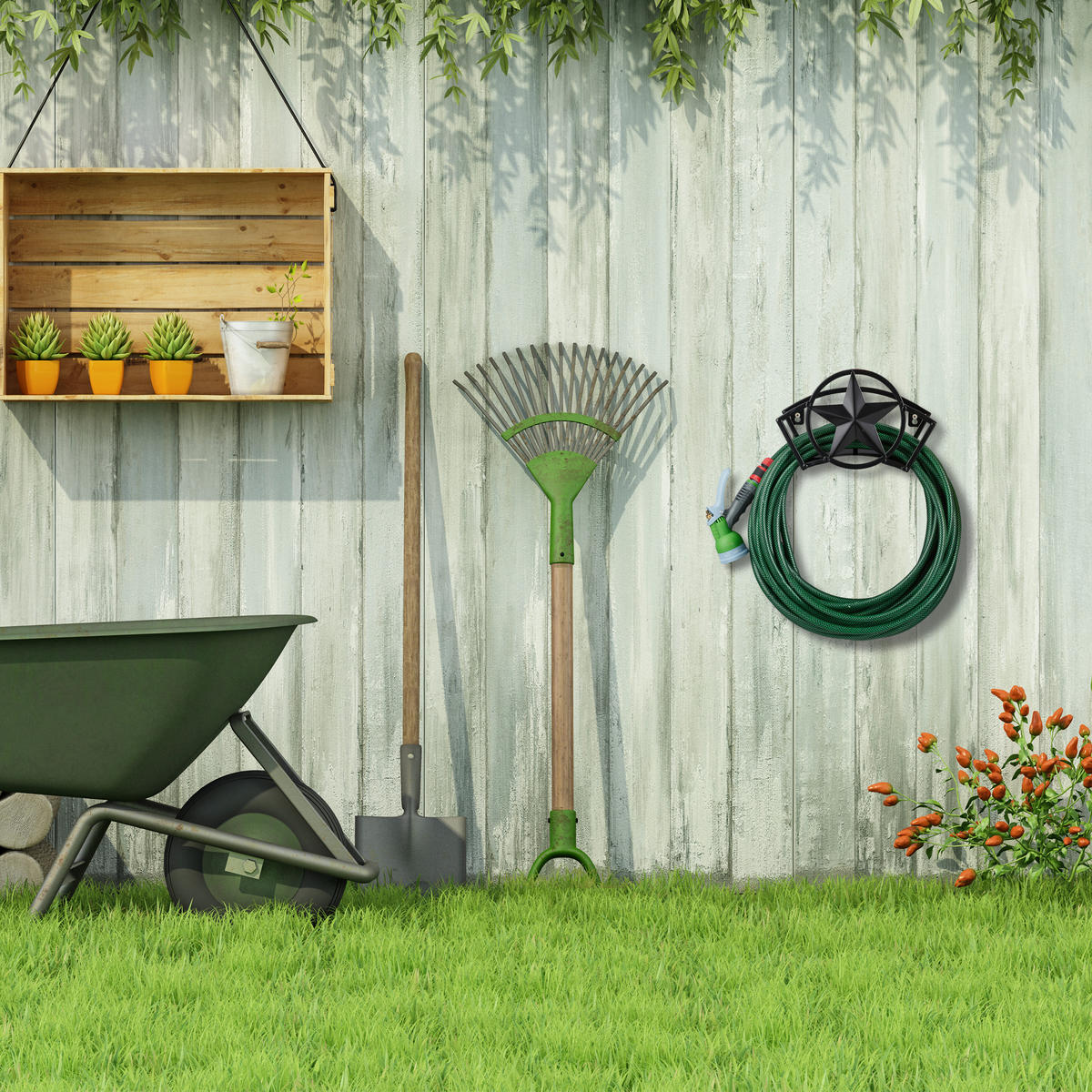 SCHLAUCHHALTER - Schwarz, Metall (30.5/20/18.5cm) - Relaxdays