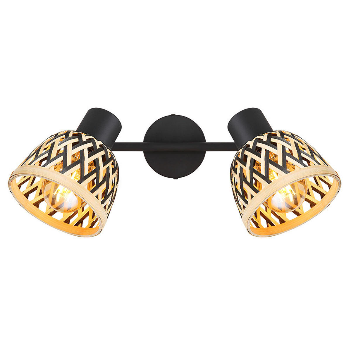 DECKENLEUCHTE Metall Schwarz Bambus - Schwarz, Holz (30/13/19cm) - Globo Lighting