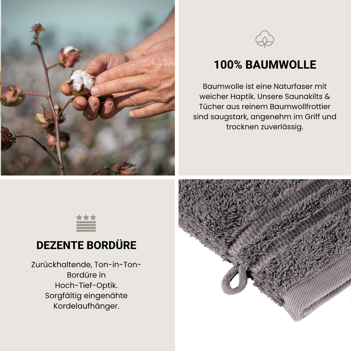 WASCHHANDSCHUHSET Milano - 5-teilig - 16x22 cm - Dunkelgrau - Dunkelgrau, Textil (16/22cm) - SCHIESSER