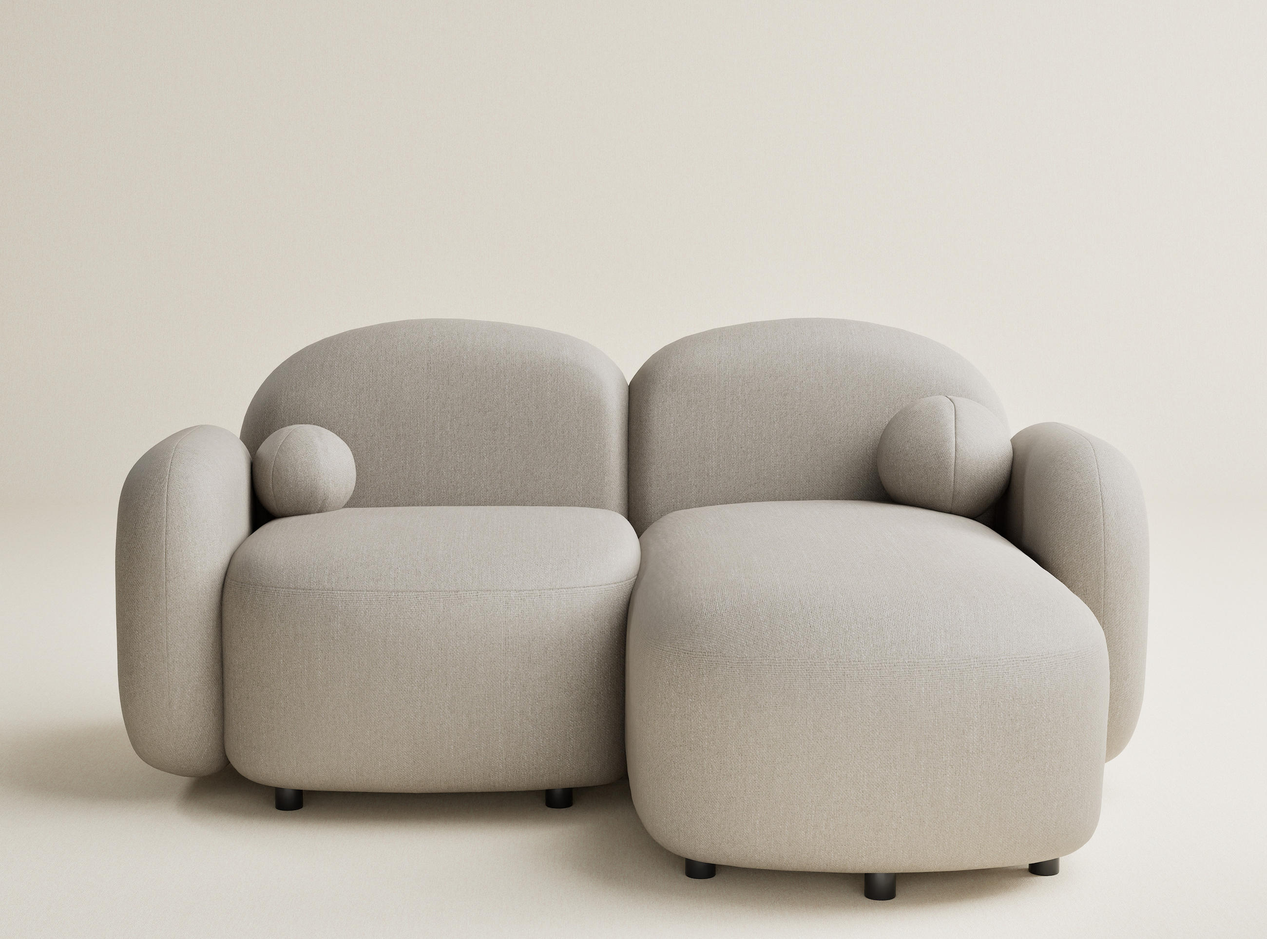 ECKSOFA Bahama Beige Webstoff - Beige/Schwarz, Holz/Holzwerkstoff (190/146cm) - Maison de Reve