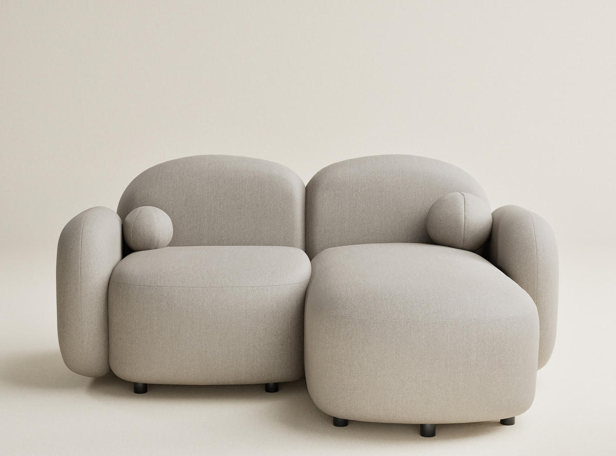 ECKSOFA Bahama Beige Webstoff - Beige/Schwarz, Holz/Holzwerkstoff (190/146cm) - Maison de Reve