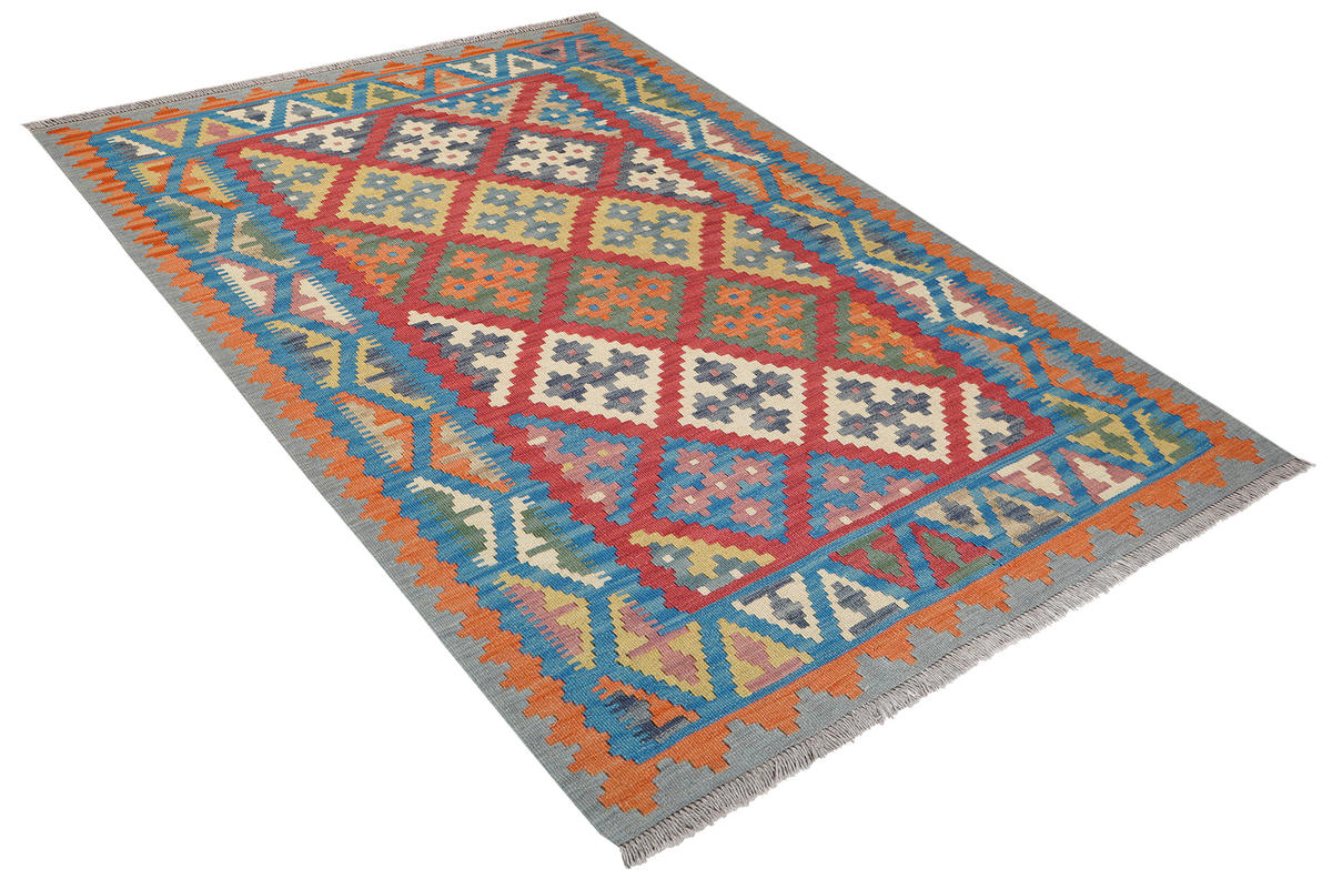 HANDWEBTEPPICH Kelim Gashgai Rot 177/127 cm Schurwolle - Rot, Textil (127/177cm) - Looma