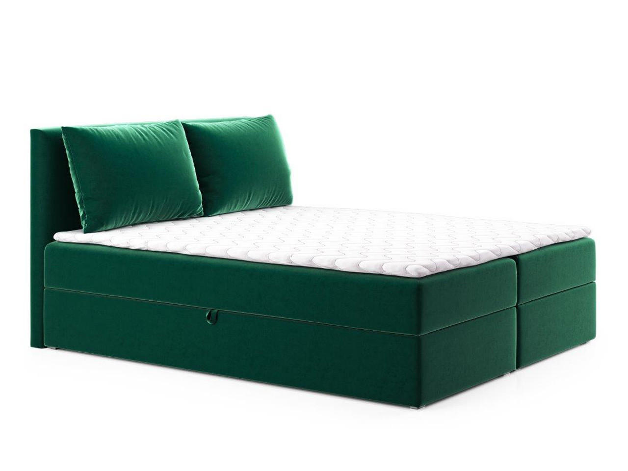 BOXBETT Egro - 180x200 - grün (Kronos 19, Velvet) - Schwarz/Grün, Holz/Holzwerkstoff (180/200cm) - Sofnet