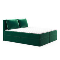BOXBETT Egro - 180x200 - grün (Kronos 19, Velvet) - Schwarz/Grün, Holz/Holzwerkstoff (180/200cm) - Sofnet