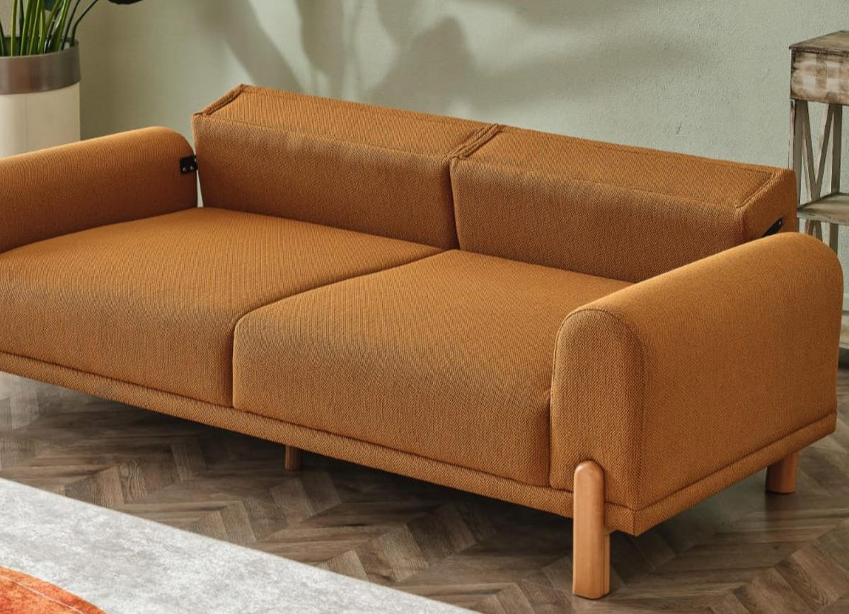 3 Sitzer SOFA Carmina Samt Braun - Braun, Holz/Textil (230/85/95cm) - Villa Möbel
