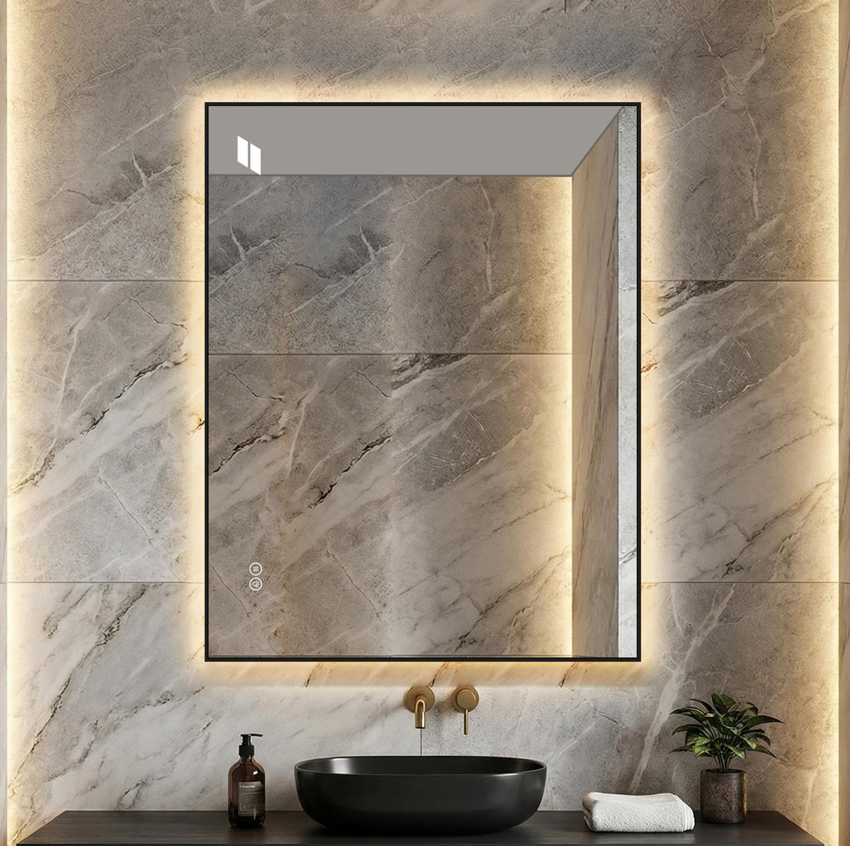 WANDSPIEGEL 70/2,5/90 cm silber aus Glas mit Anti-Beschlag und LED - Silberfarben, Glas (90/2.5/70cm) - OKWISH