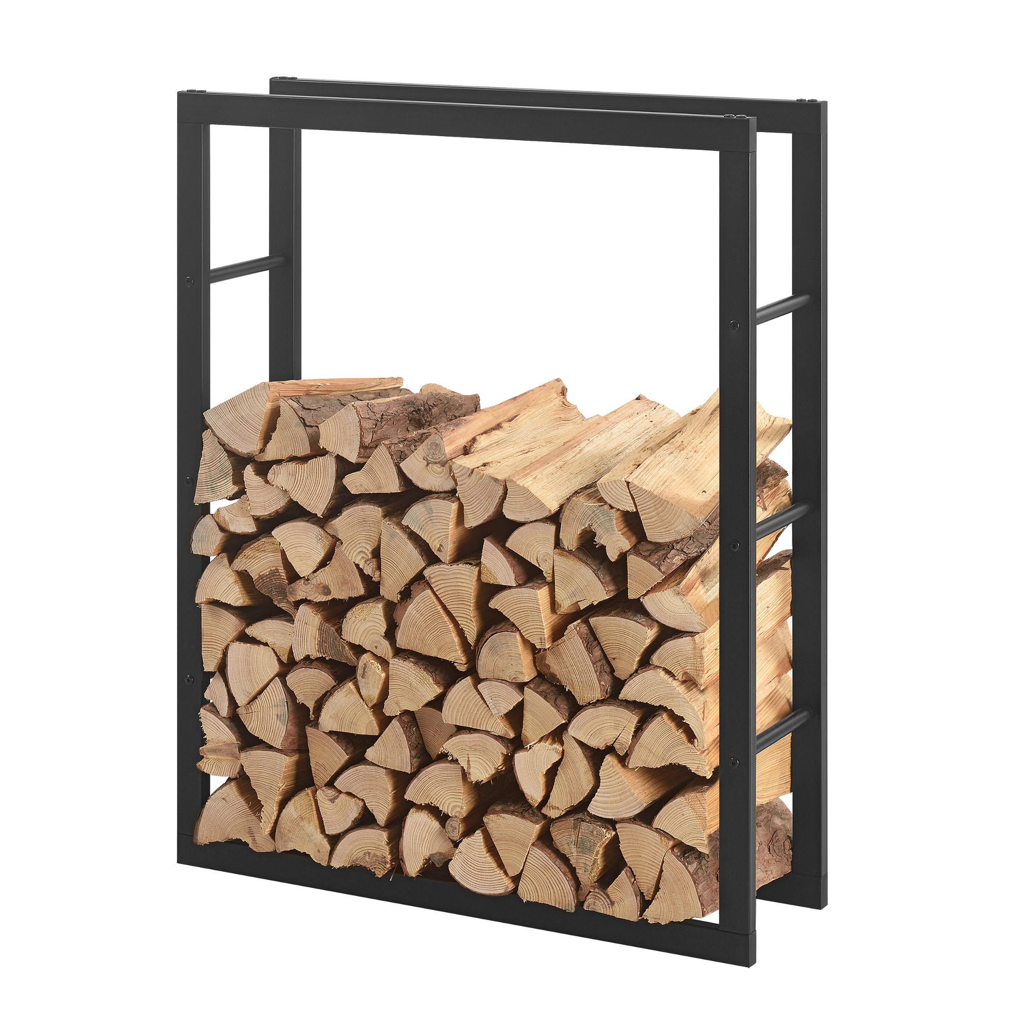KAMINHOLZREGAL Täby - Schwarz, Metall (80/100/25cm) - [en.casa]