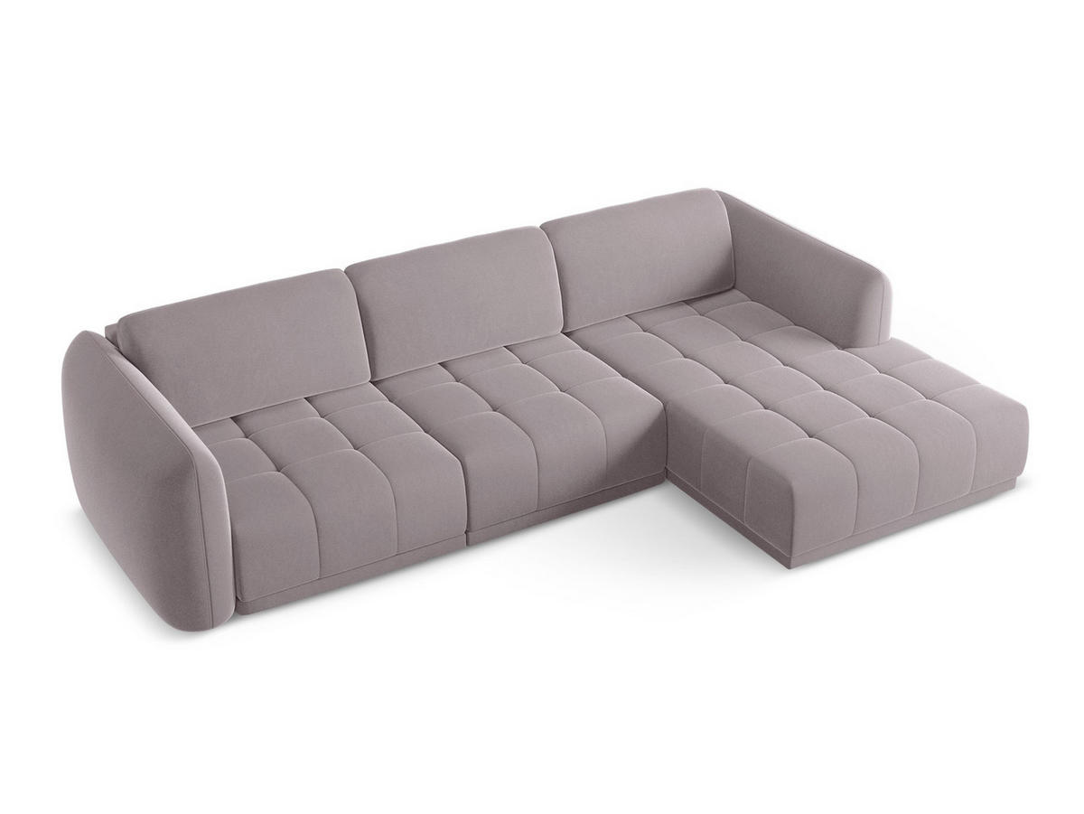 ECKSOFA Rechts Samt Stoff Violett - Lila/Flieder, Kunststoff/Textil (290/170cm) - Makamii