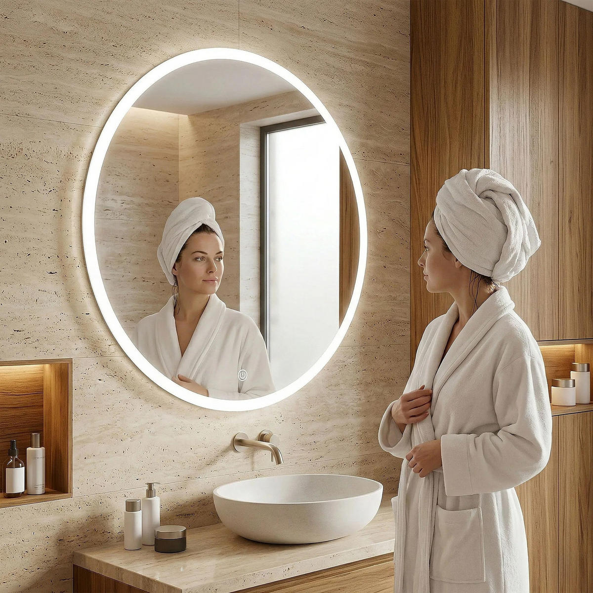 SPIEGEL Rea Led 100cm Ffj100 - Transparent, Glas (100/100/2cm) - REA