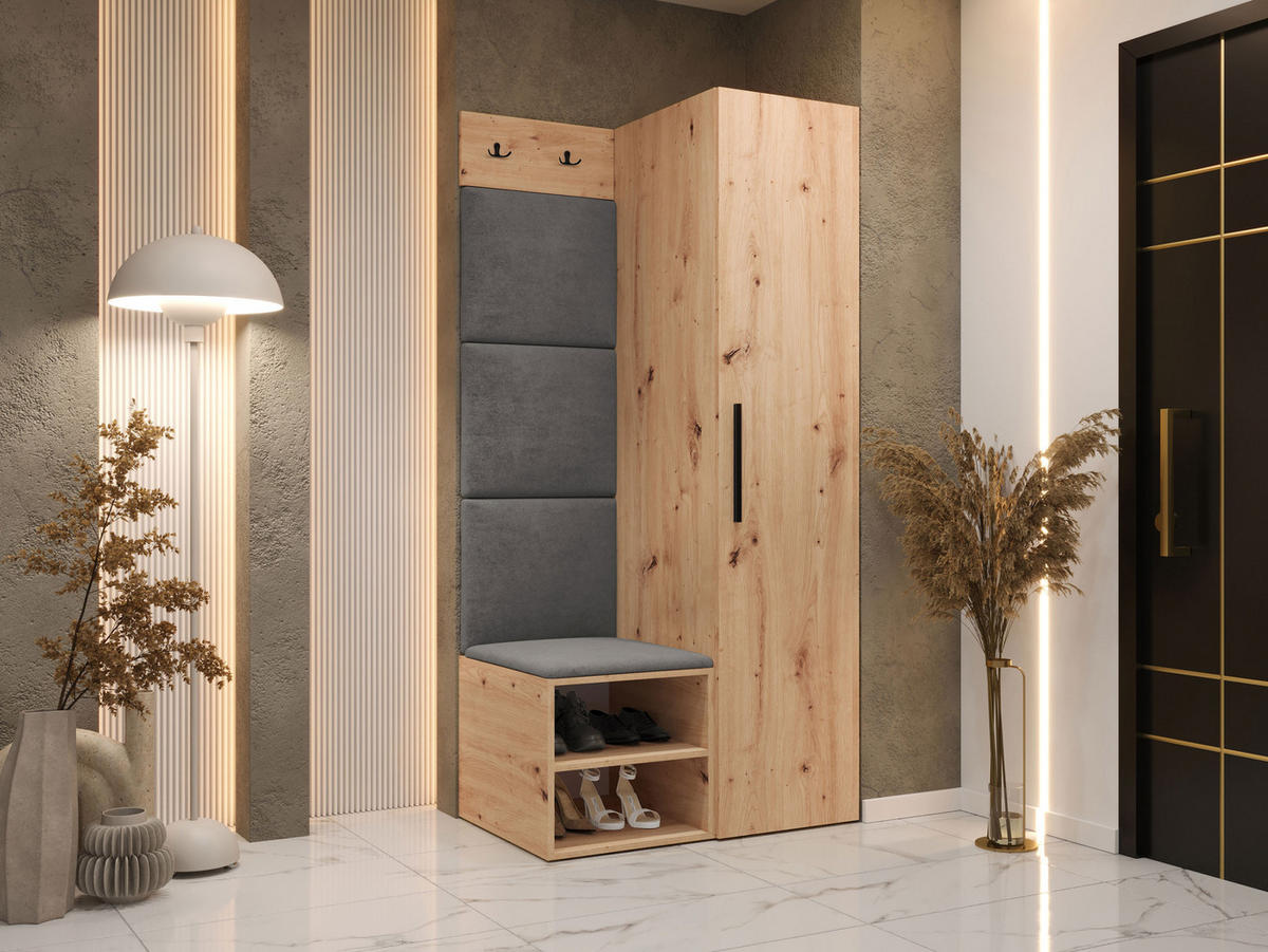GARDEROBEN-SET Medi III - Schwarz/Eiche Artisan, Holzwerkstoff/Kunststoff (40/191/50cm) - MIRJAN24