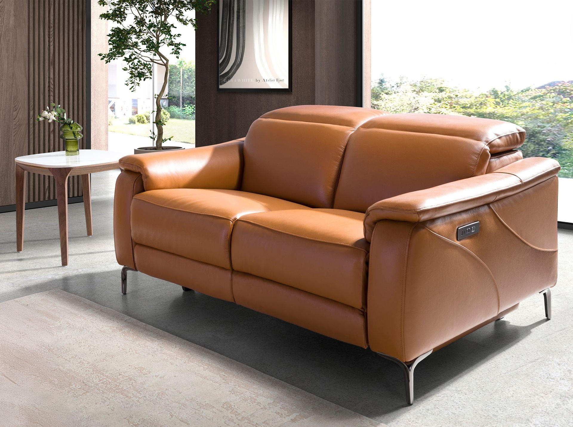 Thumbnail - Angel Cerda Sofa, Braun, Edelstahl, Leder, 154x101x108 cm, Wohnzimmer, Sofas & Couches, Sofas, 2-Sitzer Sofas