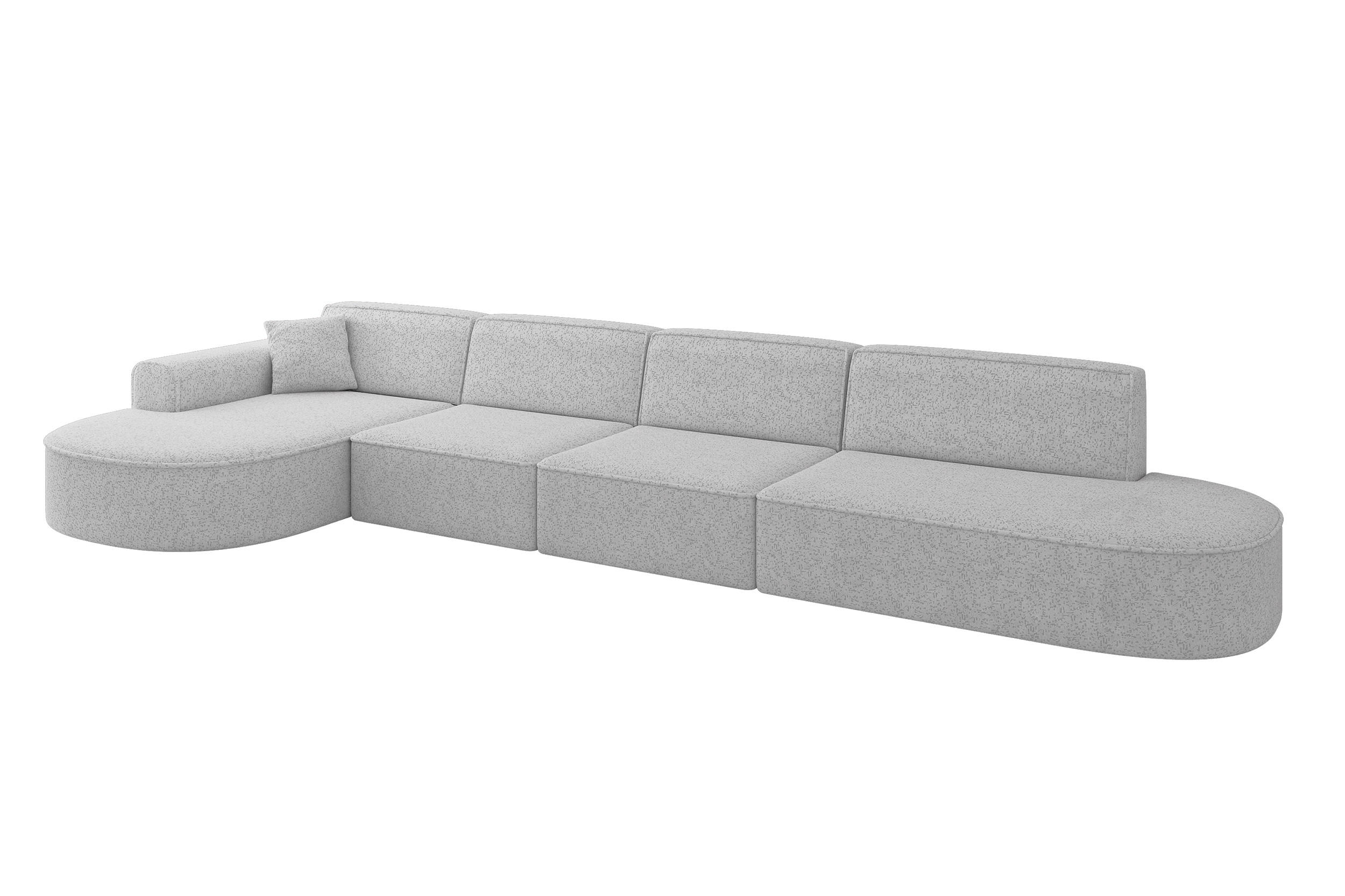 ALTDECOR ROHOVÁ SEDACÍ SOUPRAVA s otomanem vlevo MARI-L3 – 413 × 171 × 79 cm, šedá látka