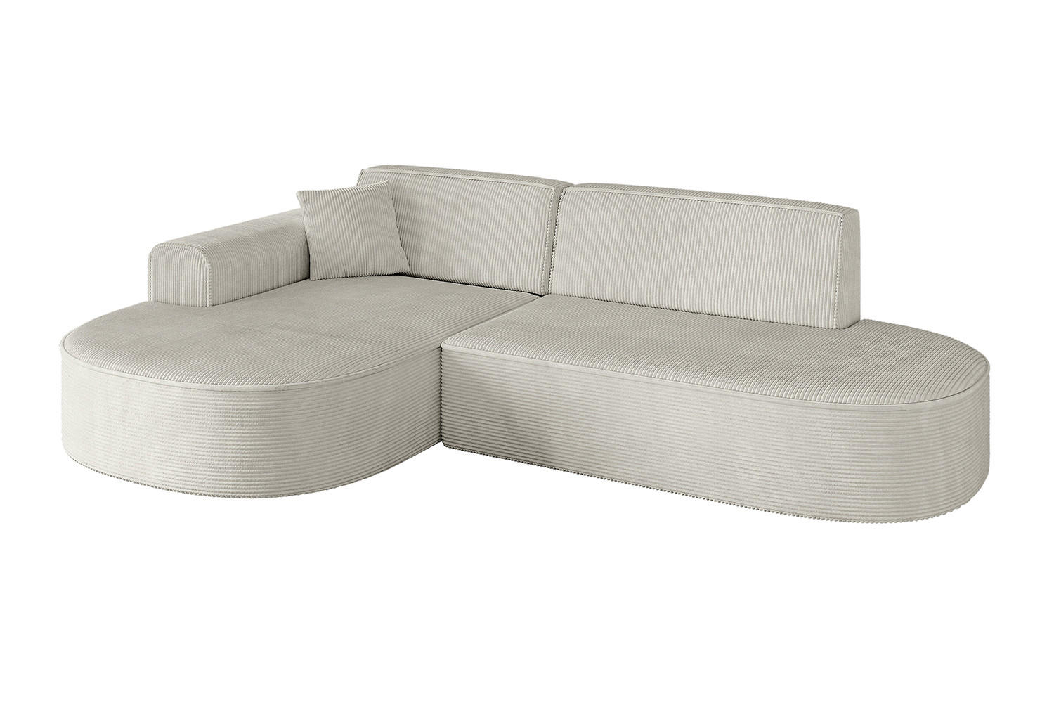 ECKSOFA Ottomane Links MARI-L1 - 232x163x73,5 cm Hellgrau Cord - Hellgrau/Schwarz, Holzwerkstoff/Kunststoff (163/234cm) - ALTDECOR