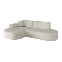 ECKSOFA Ottomane Links MARI-L1 - 232x163x73,5 cm Hellgrau Cord - Hellgrau/Schwarz, Holzwerkstoff/Kunststoff (163/234cm) - ALTDECOR