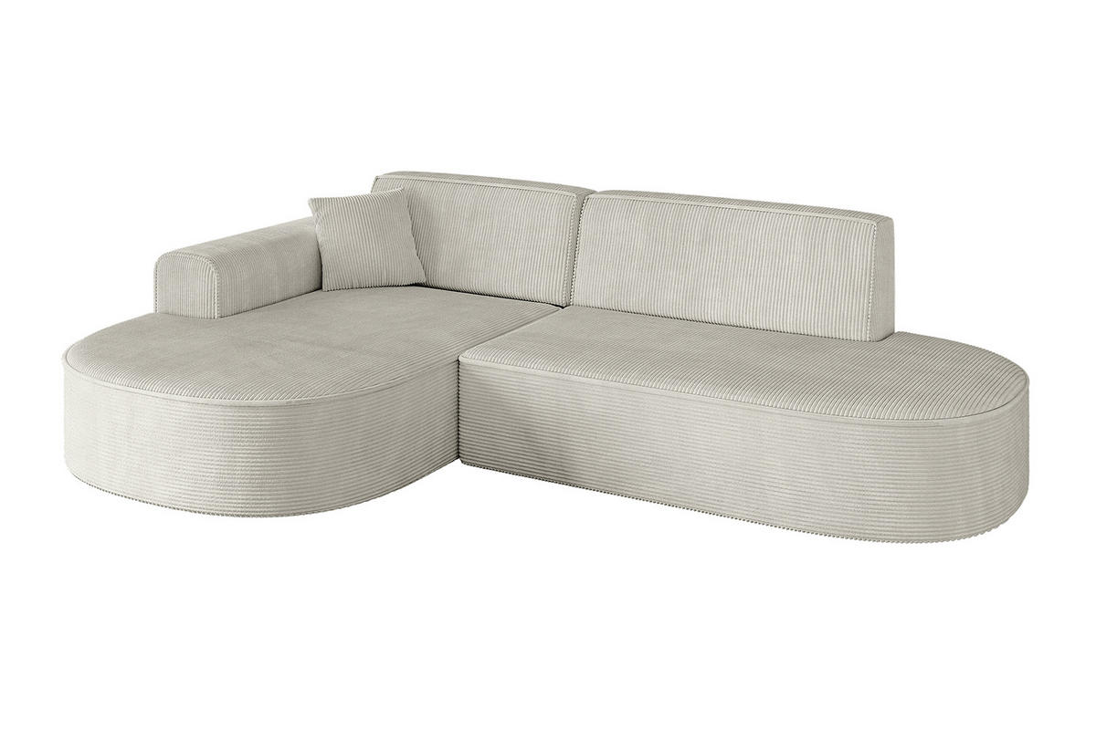 ECKSOFA Ottomane Links MARI-L1 - 232x163x73,5 cm Hellgrau Cord - Hellgrau/Schwarz, Holzwerkstoff/Kunststoff (163/234cm) - ALTDECOR