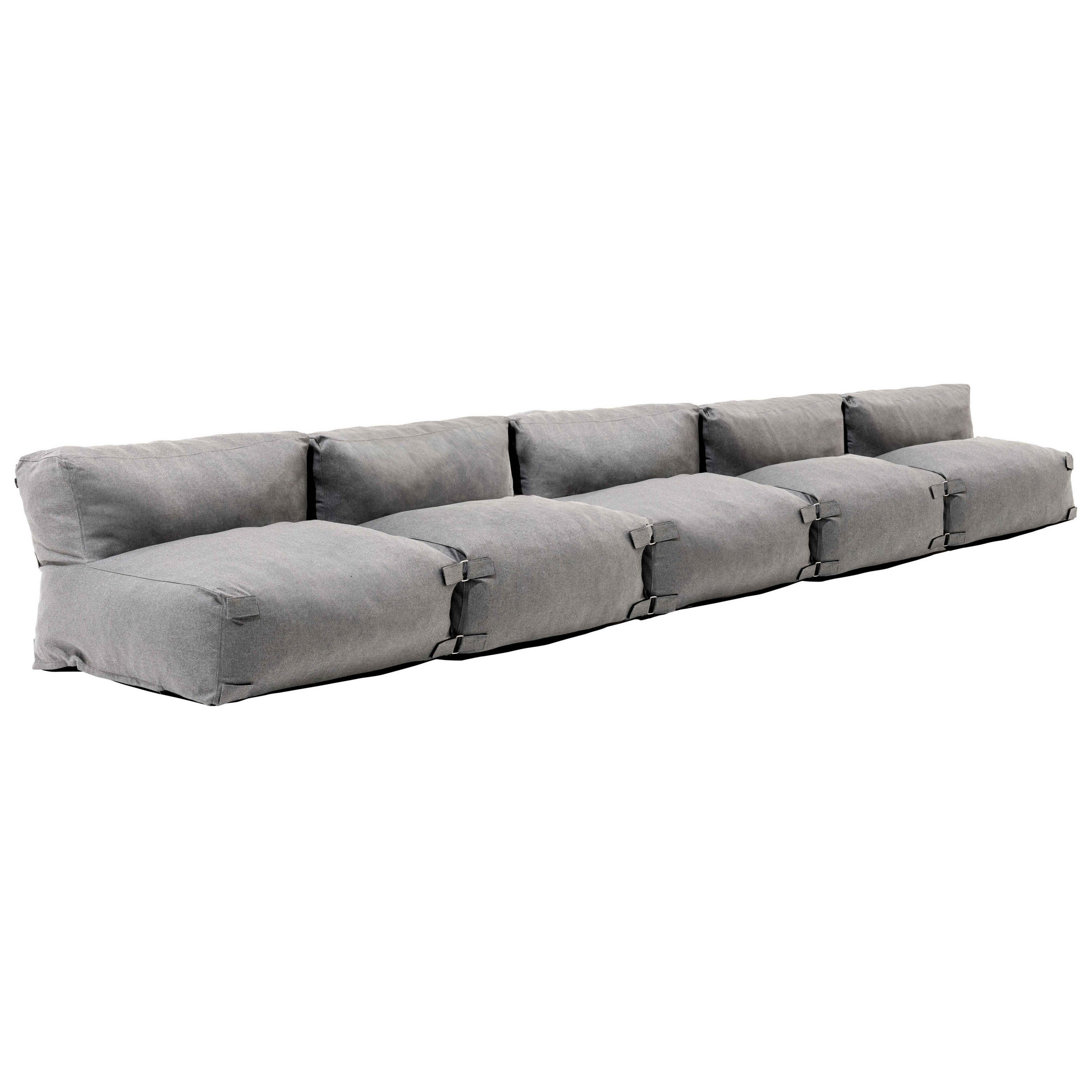 GARTENSOFA mit 5 Sitzplätzen, Grau - Grau, Textil - Oviala