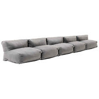 GARTENSOFA mit 5 Sitzplätzen, Grau - Grau, Textil - Oviala