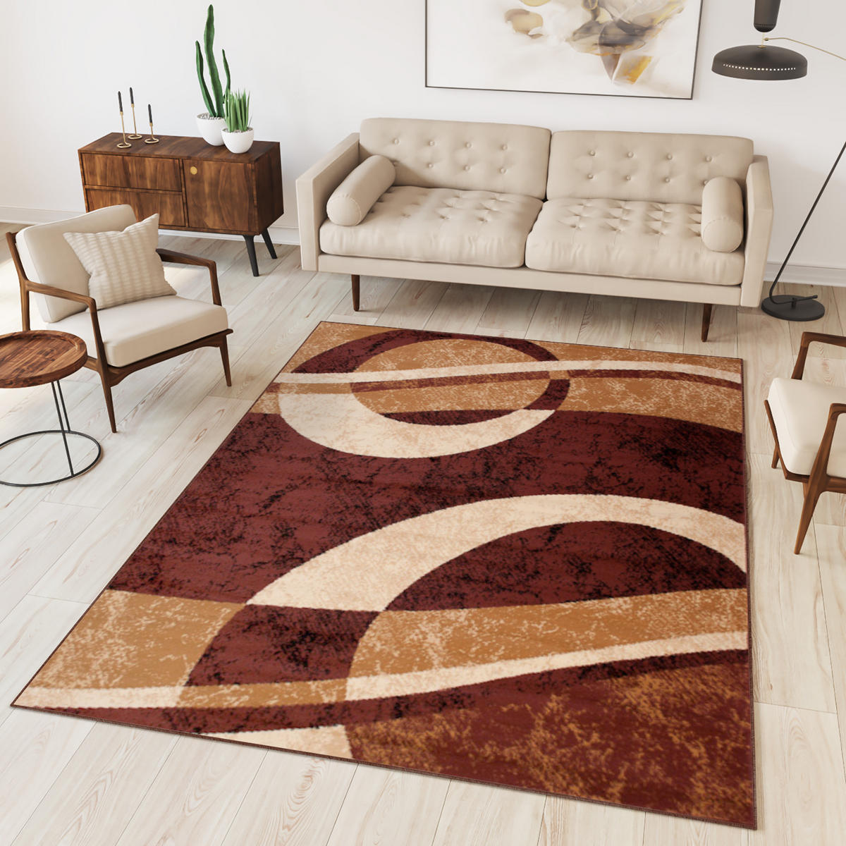 TEPPICH DREAM Braun Creme 120/170 cm - Creme/Braun, Textil (120/170cm) - Tapiso