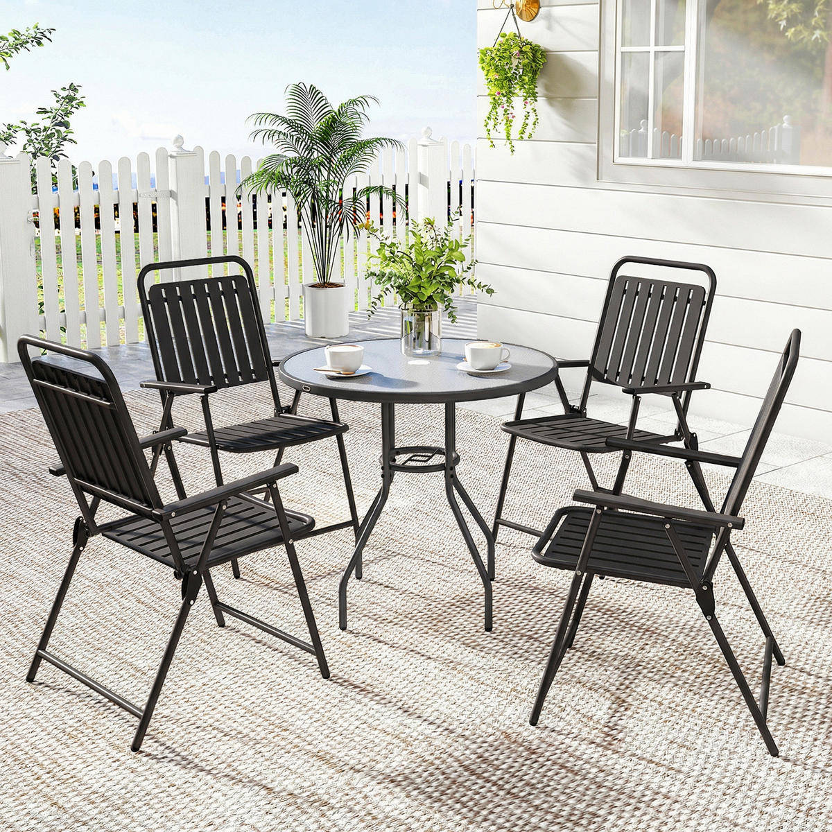 KLAPPSESSEL Schwarz 4 Stück - Schwarz, Metall (55/93/63cm) - GiPP