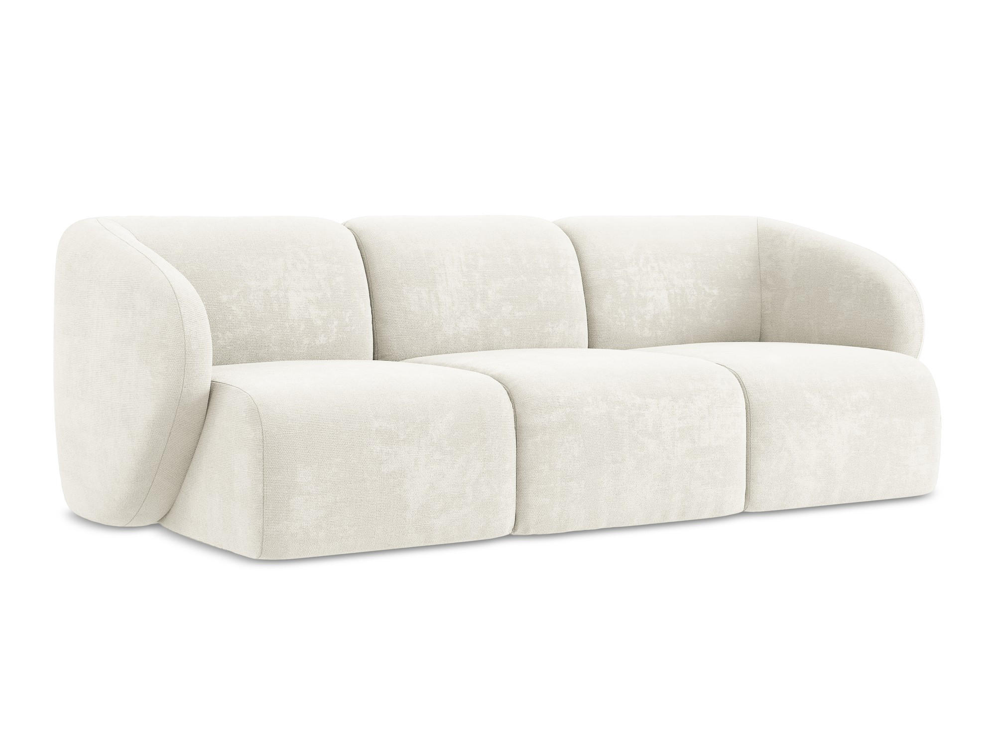 3-SITZER SOFA Chenille Stoff Weiß - Schwarz/Weiß, Holzwerkstoff/Kunststoff (244/75/94cm) - Makamii