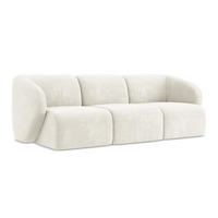 3-SITZER SOFA Chenille Stoff Weiß - Schwarz/Weiß, Holzwerkstoff/Kunststoff (244/75/94cm) - Makamii