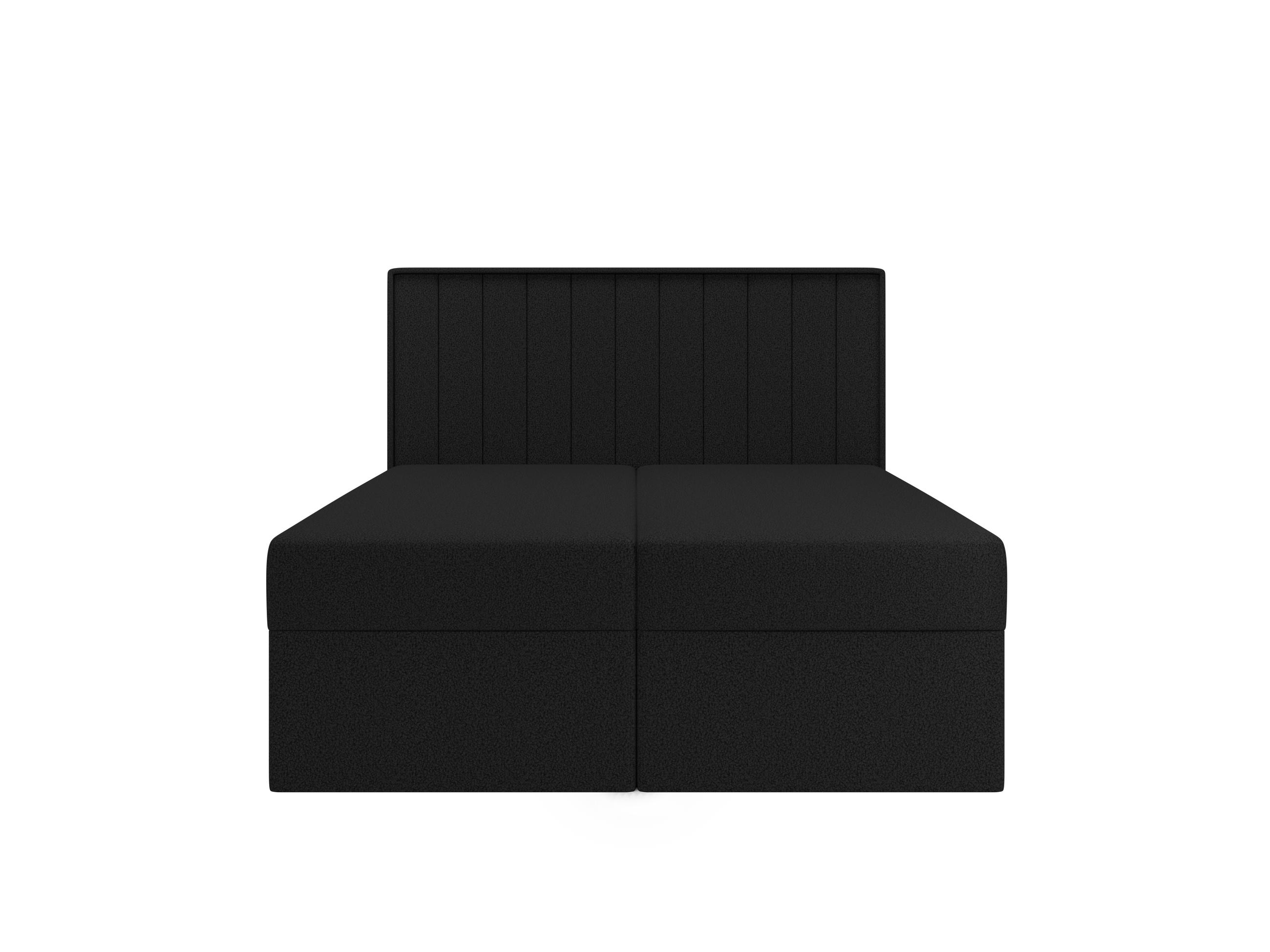 BOXBETT - Taschenmatratze + Topper 140x200 schwarz Bouclé - Schwarz, Holz/Holzwerkstoff (140/200cm) - SIMKAM Furniture