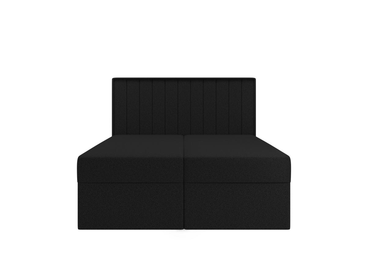 BOXBETT - Taschenmatratze + Topper 140x200 schwarz Bouclé - Schwarz, Holz/Holzwerkstoff (140/200cm) - SIMKAM Furniture