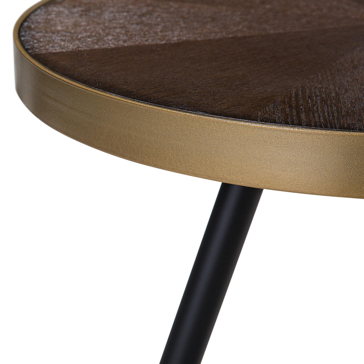 COUCHTISCH dunkler Holzfarbton/gold 61 cm Ramona - Dunkelbraun/Goldfarben, Holzwerkstoff (61/61/45cm) - Beliani